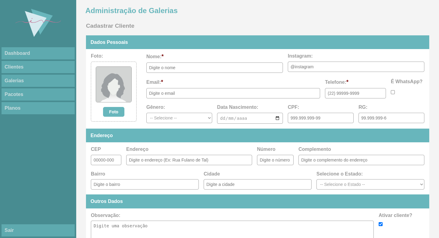   Cadastro de Cliente