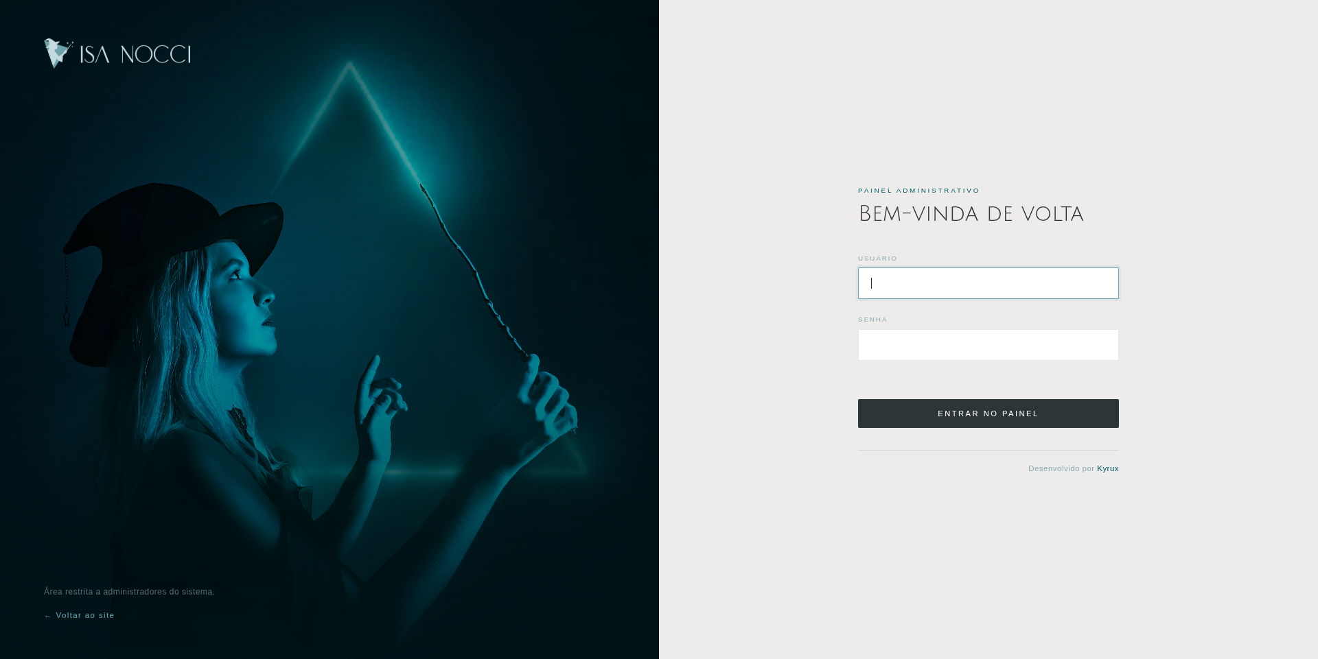 Isa Nocci — Login Administrativo